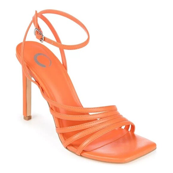 Journee Collection Shoes - Journee Collection Women's  Strappy Stilettos Pump, Orange, 10M